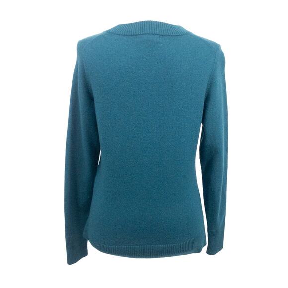 Banana Republic Merino Wool Sweater L Teal Blue Crewneck Minimalist Chic - Picture 3 of 11